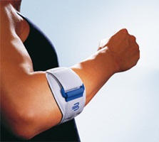 Eine Bandage die beim sogenannten "Tennisarm" benutzt wird (Epicondylitis humeri).